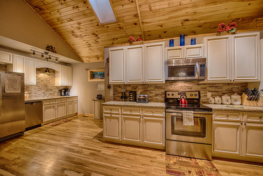 Full kitchen in Mountain Creek Cabin in Maggie Valley, NC