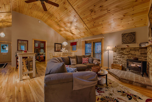 Living area in Mountain Creek Cabin in Maggie Valley, NC